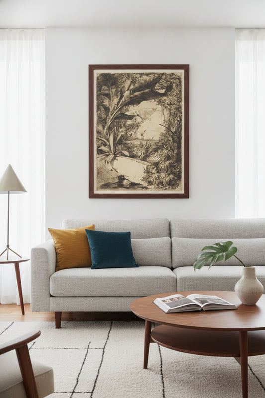 Plantes de Serre (Greenhouse or Aquatic Plants) — framed art in a styled interior