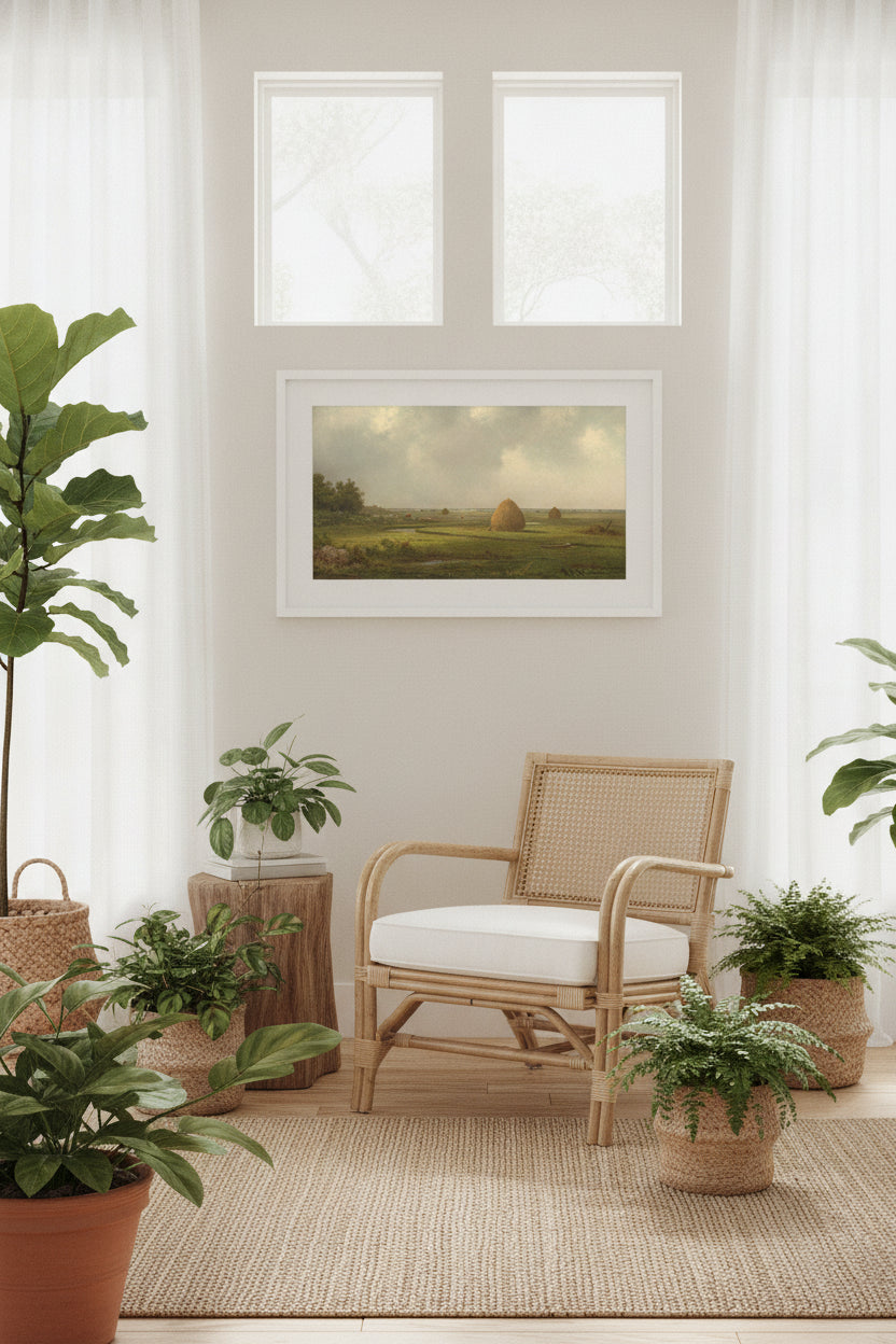 View of Marshfield — framed art in a styled interior