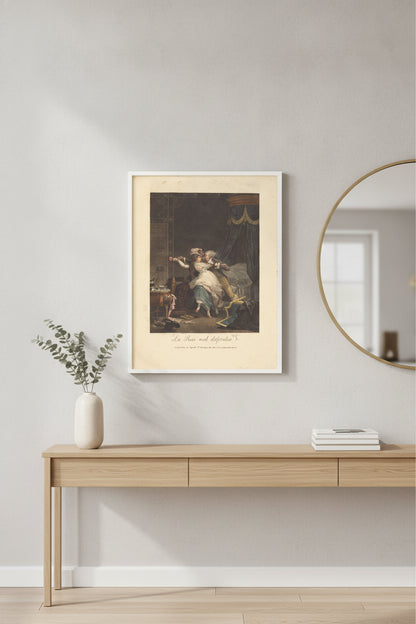 La Rose mal defendue (The Poorly Defended Rose) — framed art in a styled interior