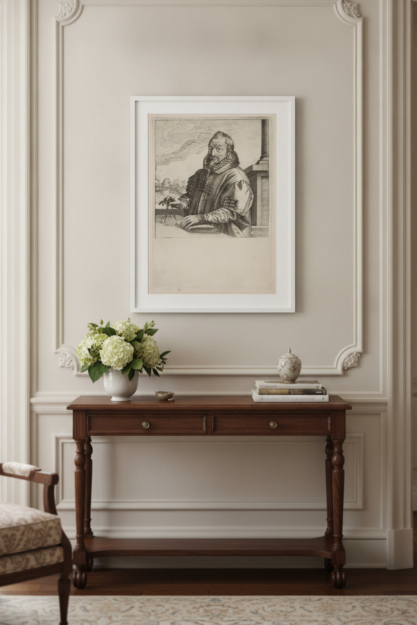 Christopher Plantin — framed art in a styled interior