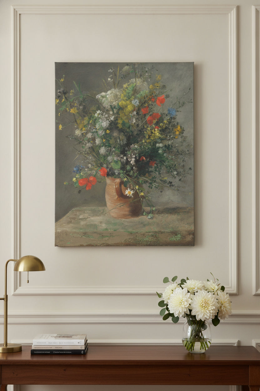 Flowers in a Vase — framed art in a styled interior