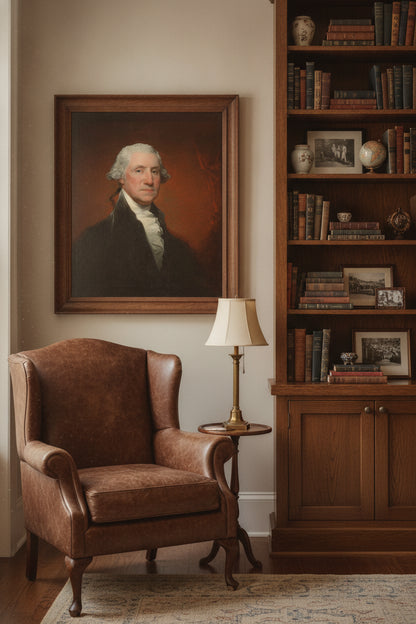 George Washington (Vaughan-Sinclair portrait) — framed art in a styled interior
