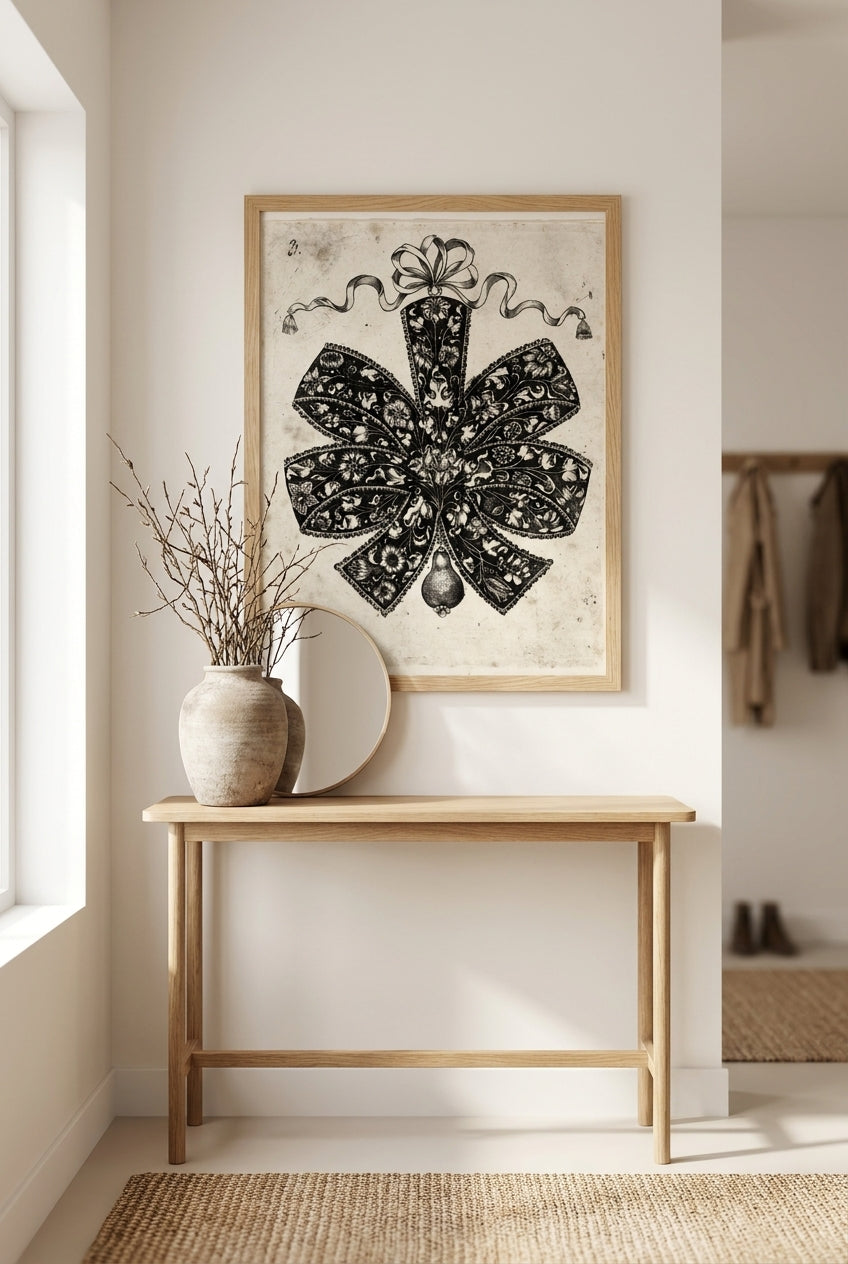 Bow Embellished with Flowers — framed art in a styled interior