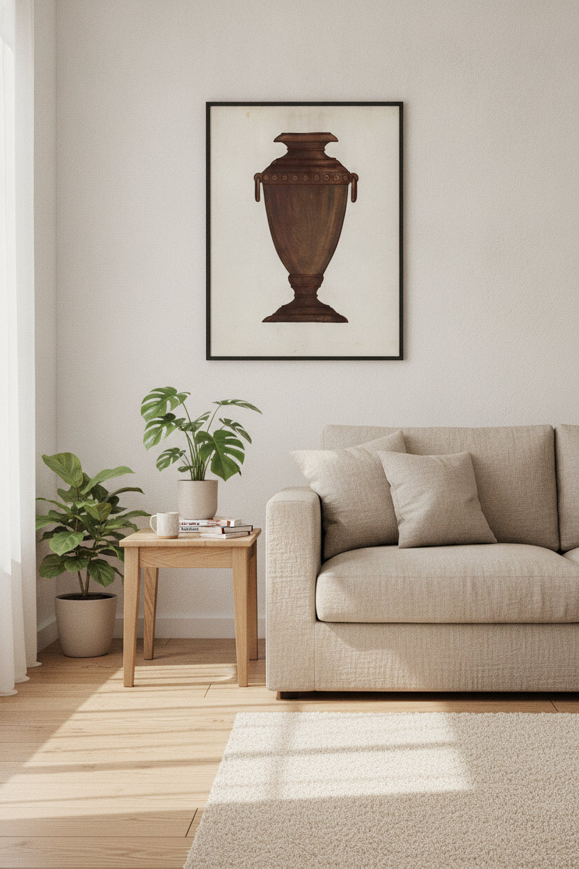 Rosewood Vase — framed art in a styled interior
