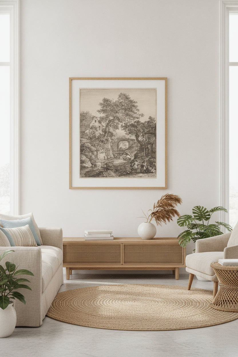 Landscape with the Circumcision of Moses' Son — framed art in a styled interior