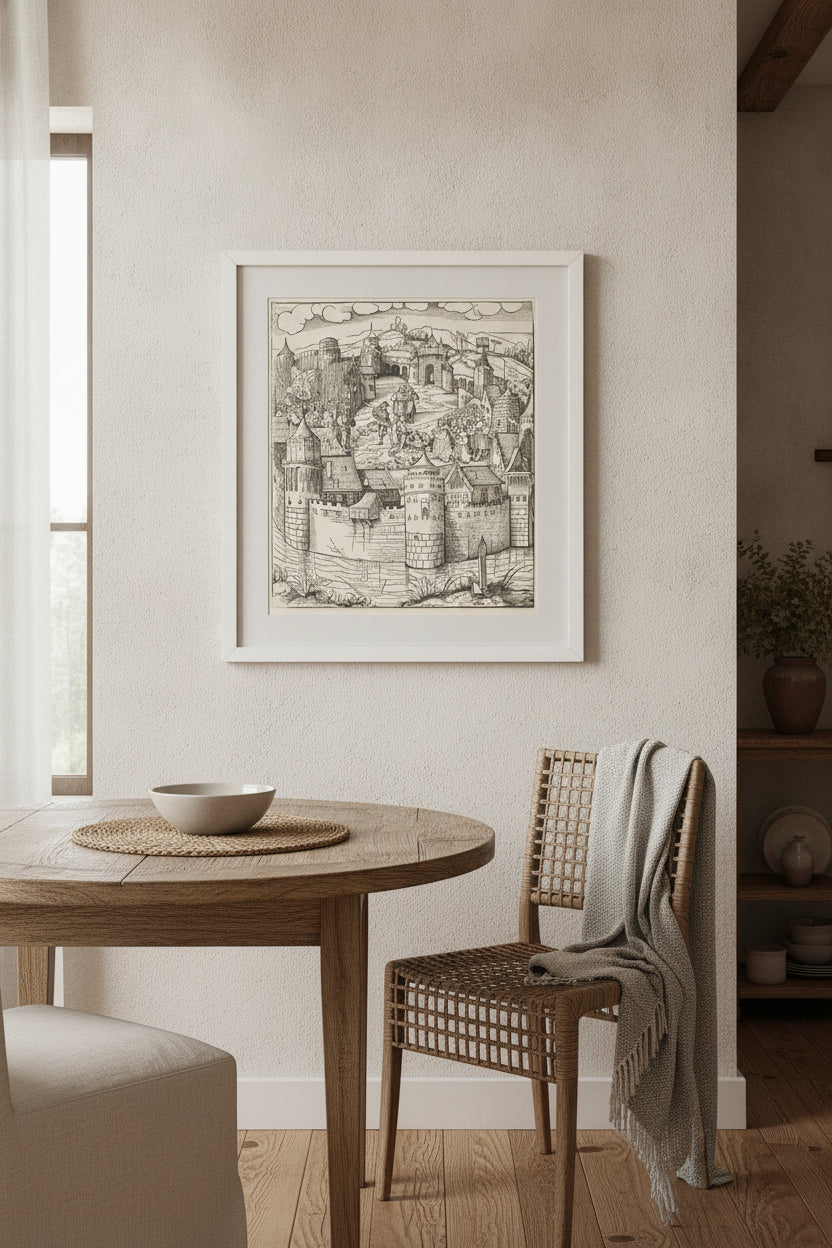 Execution of a Man at a Market-Place of a Town — framed art in a styled interior