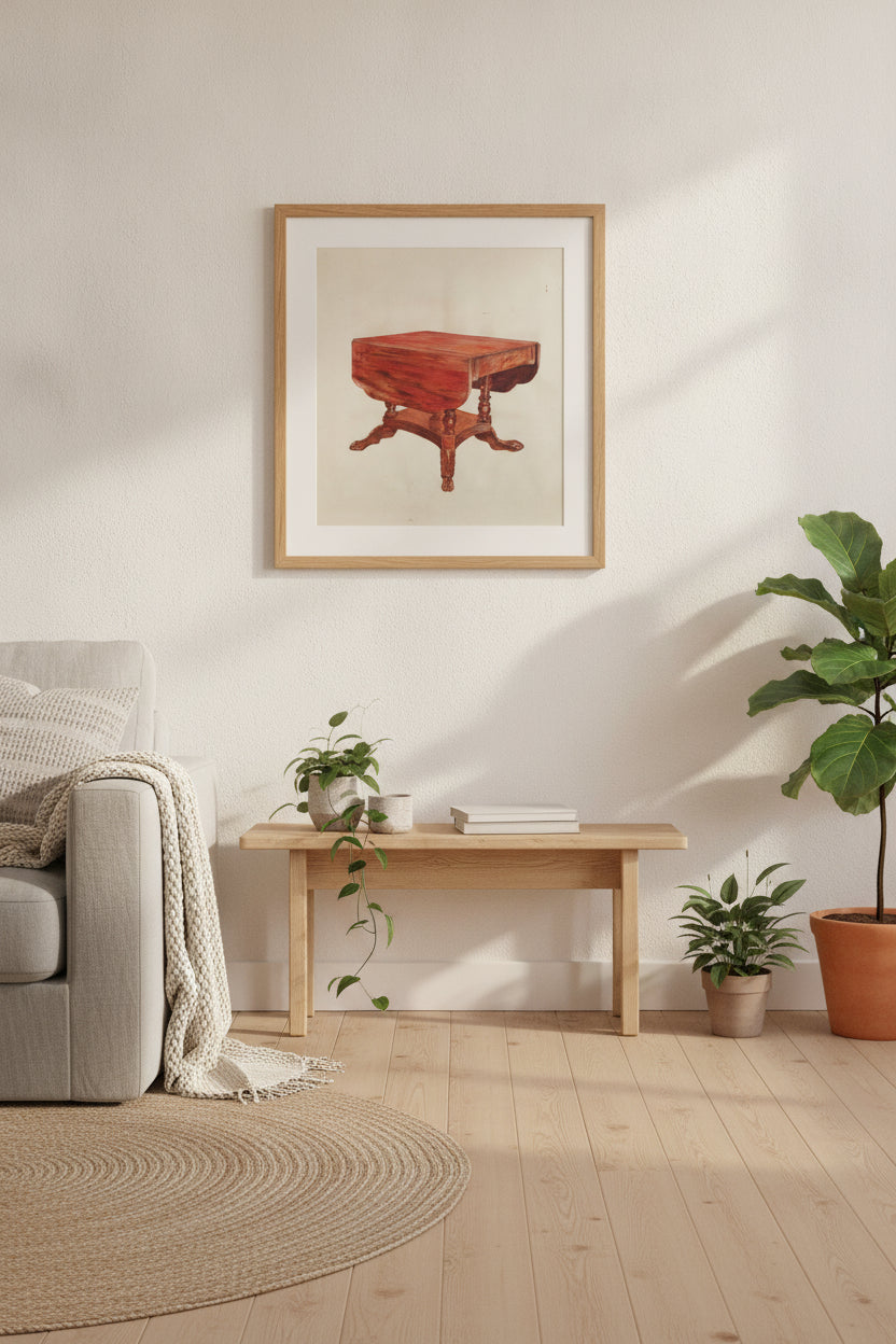 Table-drop Leaf — framed art in a styled interior
