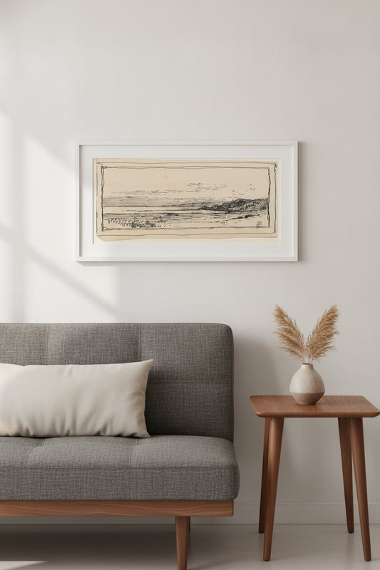 The Shore — framed art in a styled interior