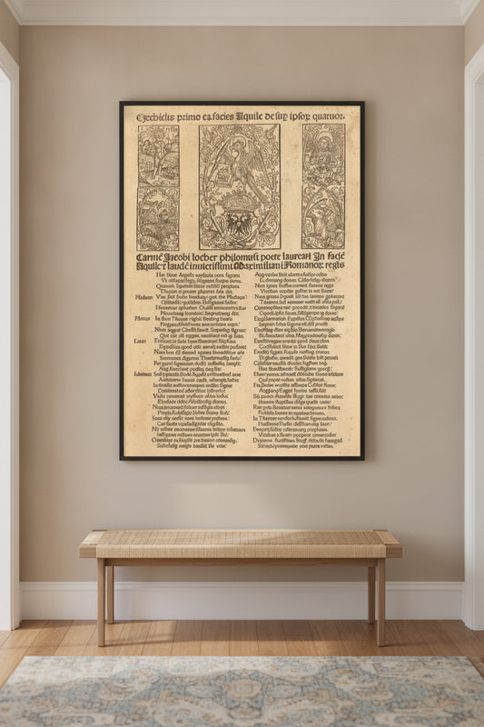 Allegory of the Eagle and Emperor Maximilian I — framed art in a styled interior