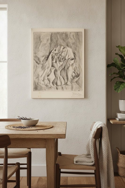 Still Life with Fruit Bowl (Nature morte au compotier) — framed art in a styled interior