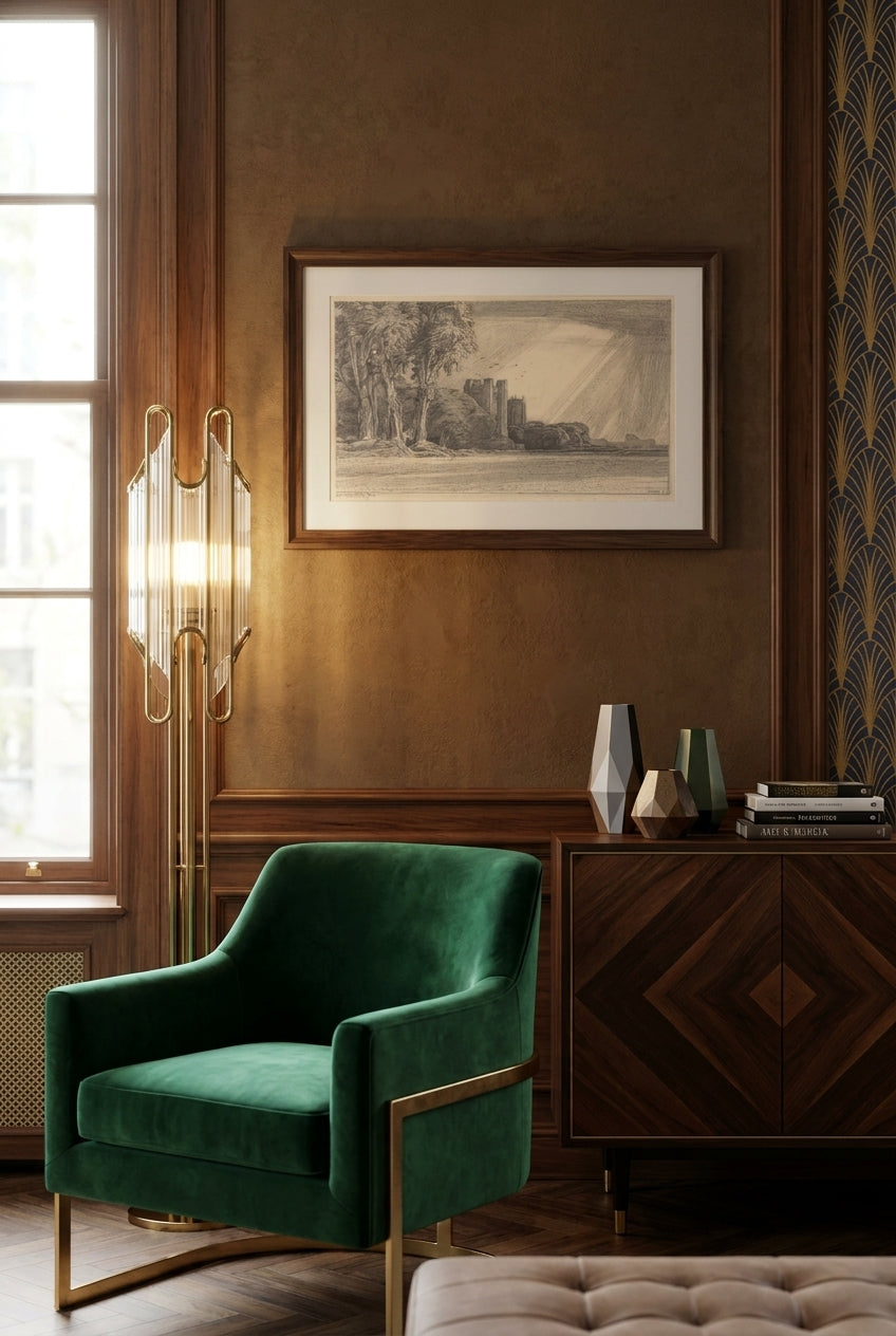 Landscape with Castle — framed art in a styled interior