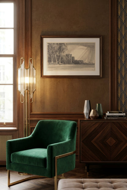 Landscape with Castle — framed art in a styled interior