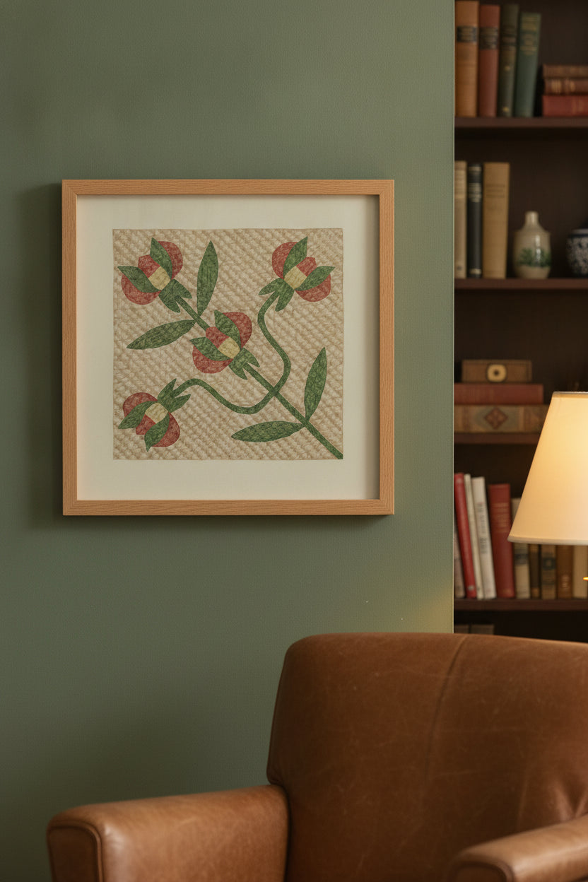 Tulip Pattern Quilt — framed art in a styled interior