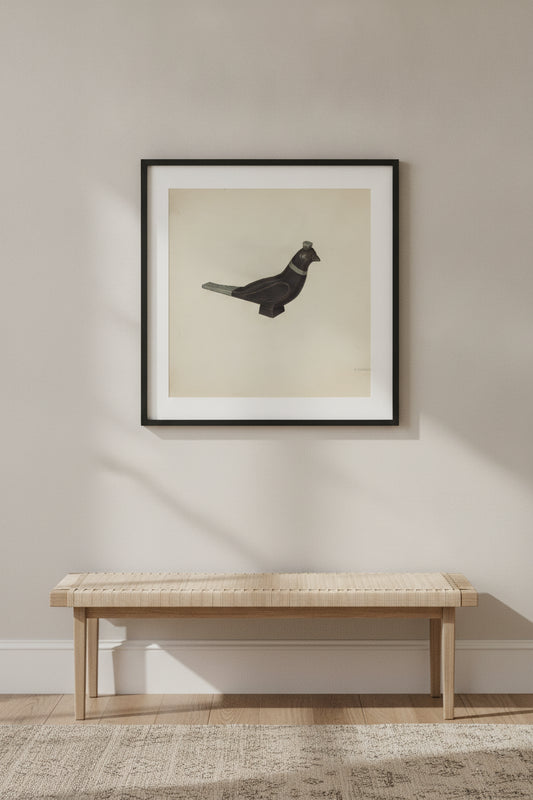 Pa. German Toy Bird — framed art in a styled interior