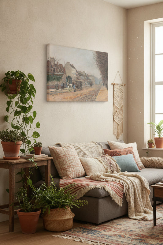 Boulevard Héloïse, Argenteuil — framed art in a styled interior