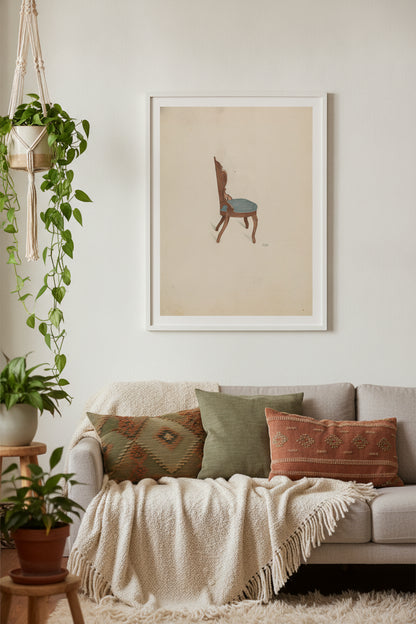 Rosewood Chair — framed art in a styled interior