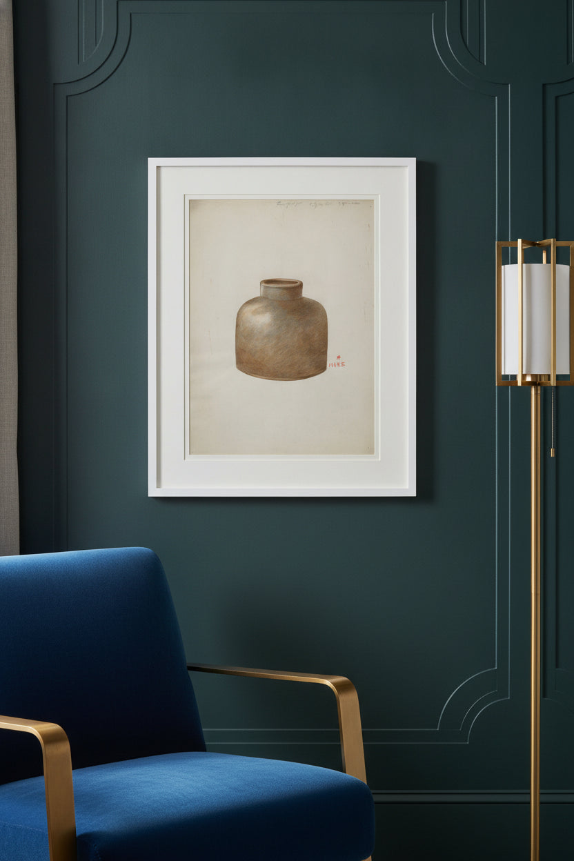 Stone Fruit Jar — framed art in a styled interior