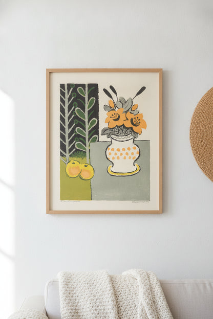 Yellow Flowers — framed art in a styled interior