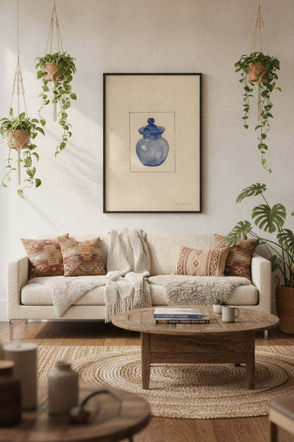 Rose Petal Jar — framed art in a styled interior