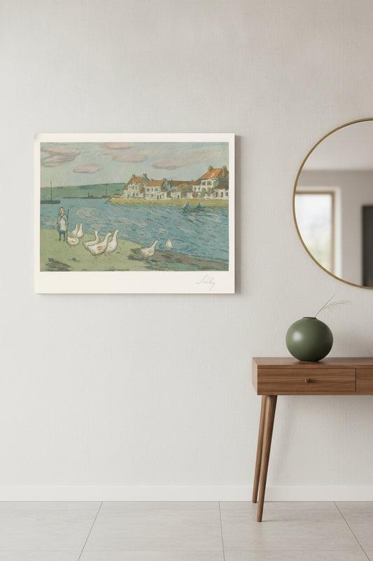 Banks of the River (Les Bords de rivière) — framed art in a styled interior
