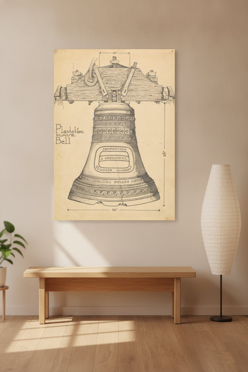 Fontainbleau Plantation Bell — framed art in a styled interior