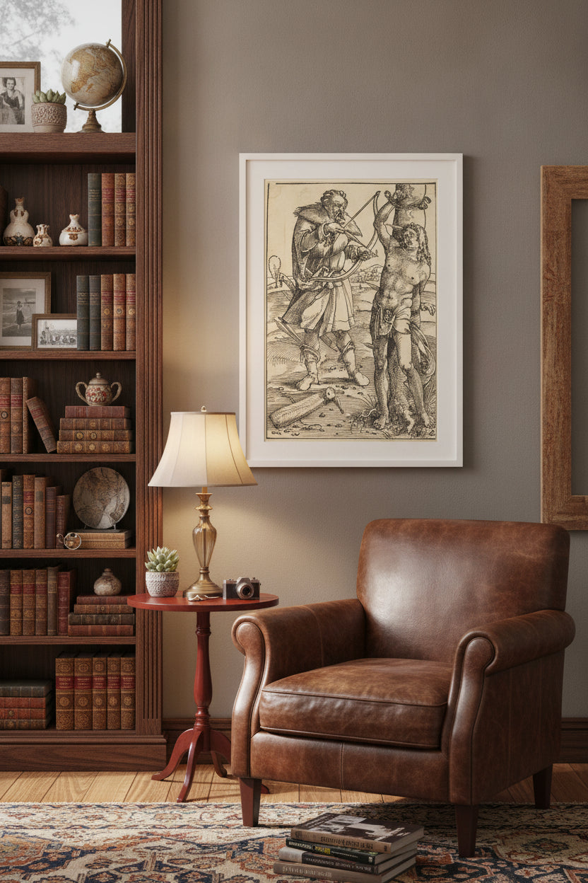 The Martyrdom of Saint Sebastian — framed art in a styled interior
