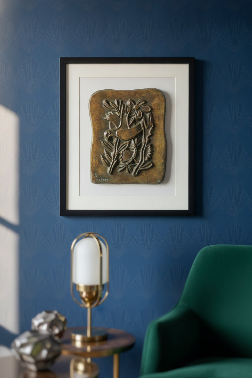 Bird among Flowers — framed art in a styled interior