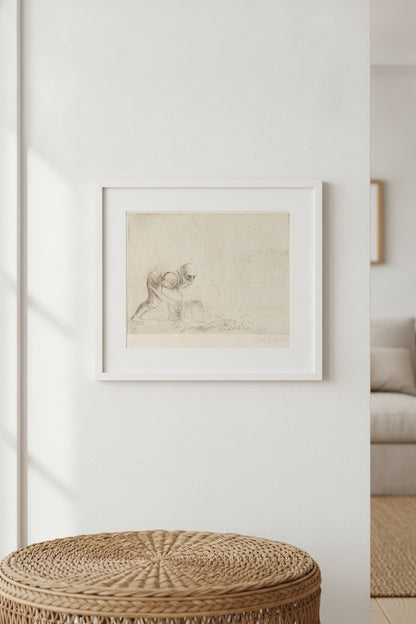 Burning Grass (Le bruleur d'herbes) — framed art in a styled interior