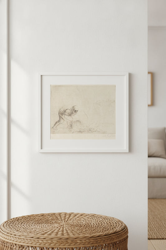Burning Grass (Le bruleur d'herbes) — framed art in a styled interior