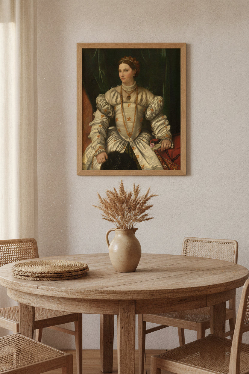 Portrait of a Lady in White — framed art in a styled interior