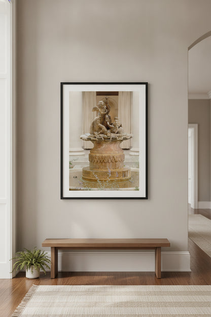 Cherubs Playing with a Swan — framed art in a styled interior