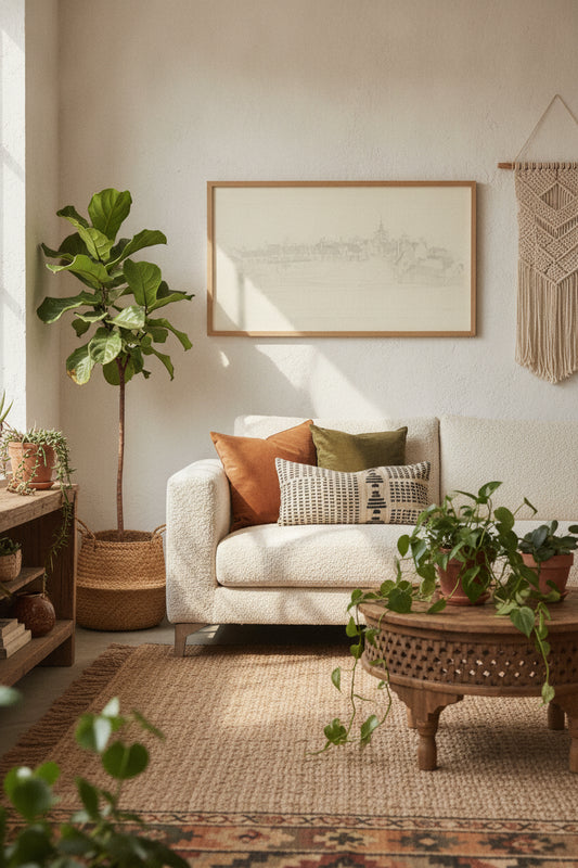 Finchingfield, England — framed art in a styled interior