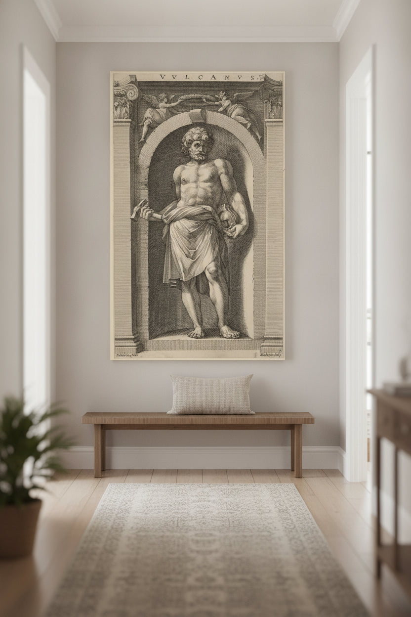 Vulcan — framed art in a styled interior