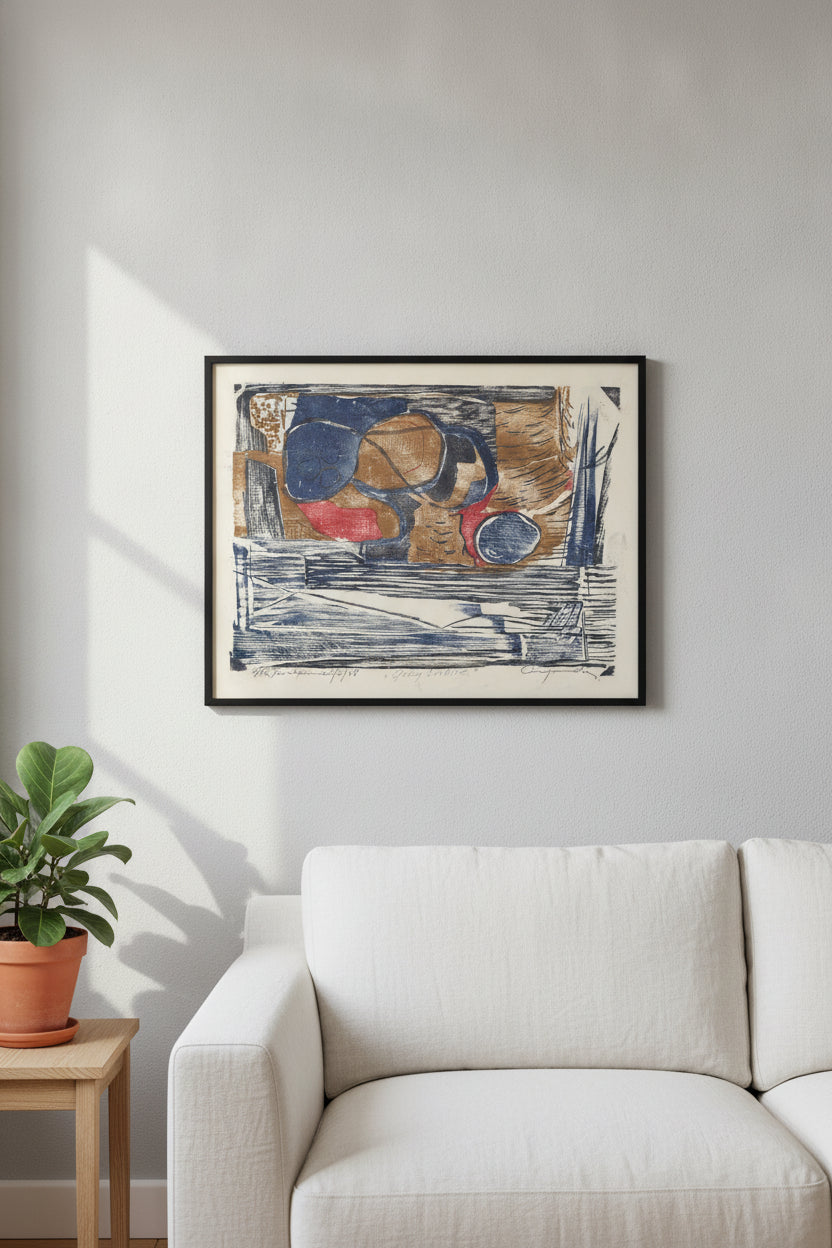 Grey Still Life — framed art in a styled interior