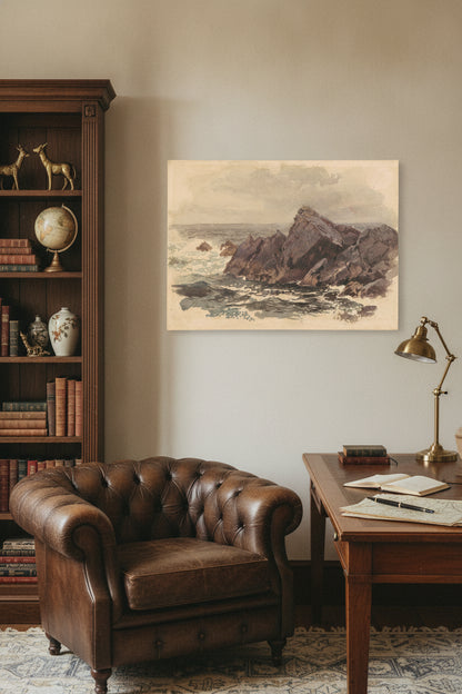 Seascape with Rocks — framed art in a styled interior