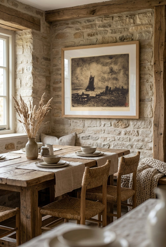 La Petite Marine - Souvenir de Medway — framed art in a styled interior