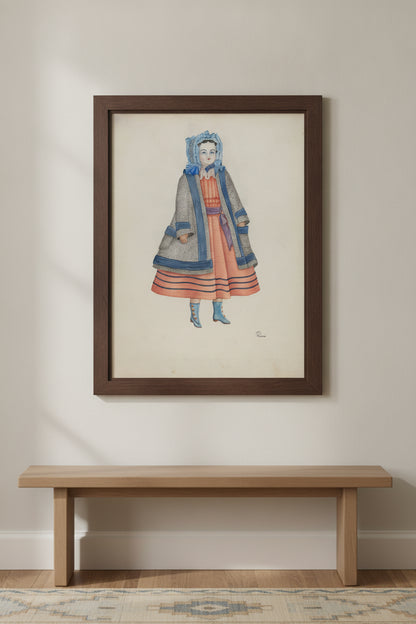 Doll - "Rose Bates" — framed art in a styled interior