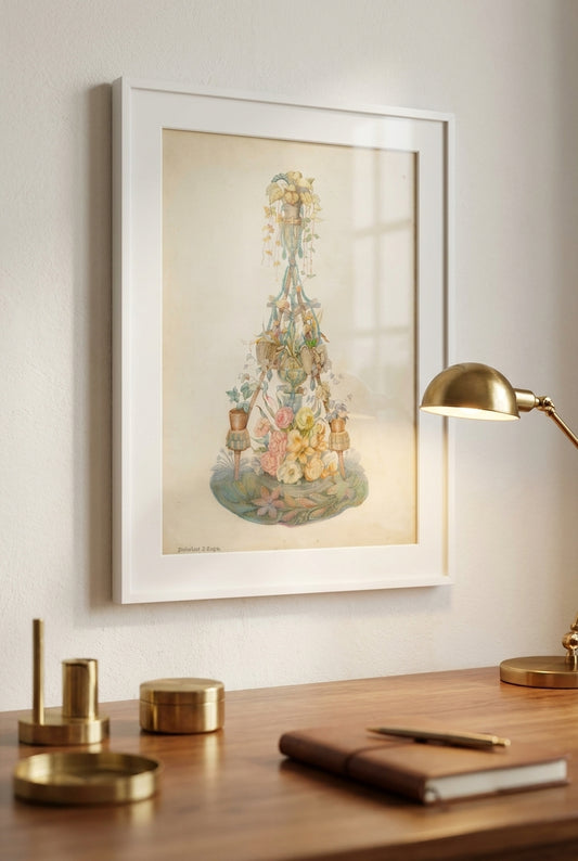 Parlor Flower Stand — framed art in a styled interior