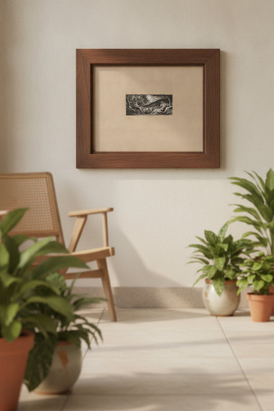 Thenot under Fruit Tree — framed art in a styled interior