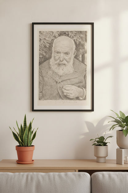 Self-Portrait VI with Flower — framed art in a styled interior