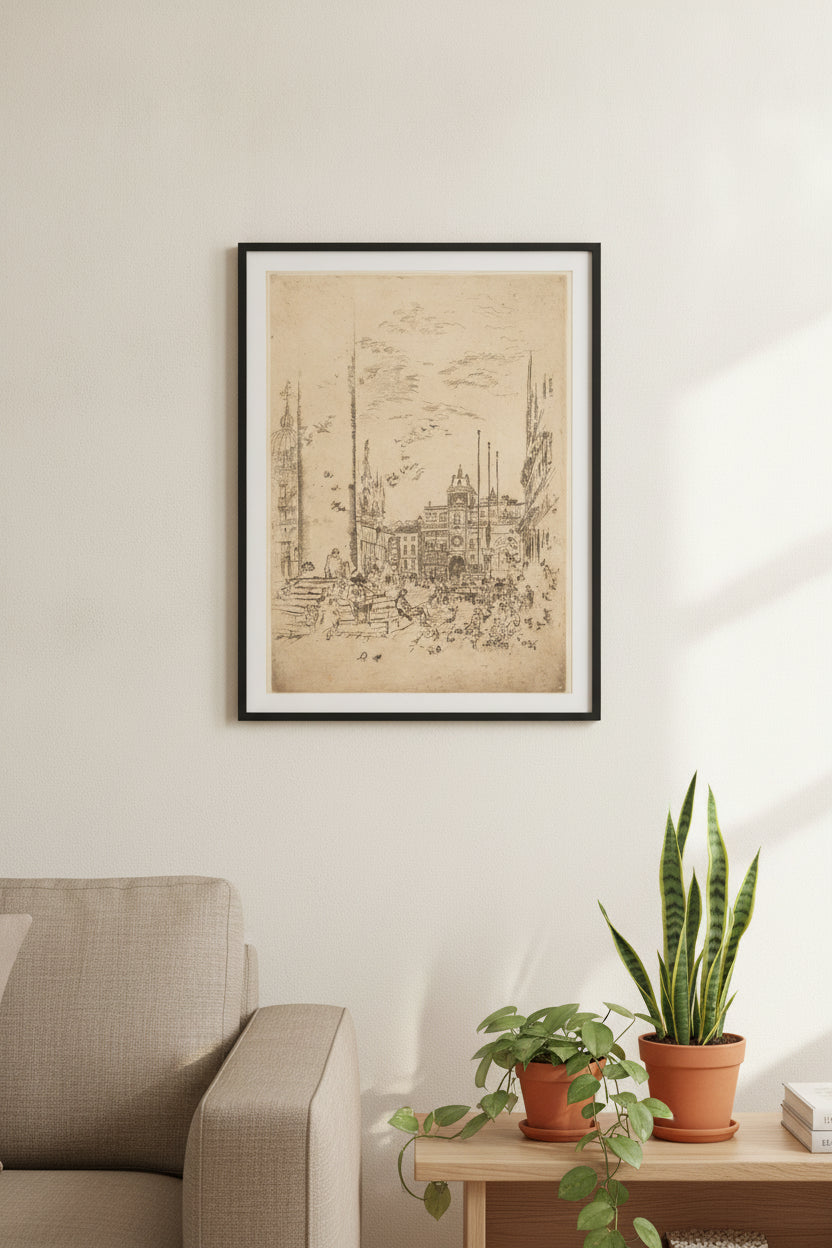 The Piazzetta — framed art in a styled interior