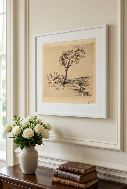 Paysage des environs de Versailles (Landscape in the Neighborhood of Versailles) — framed art in a styled interior