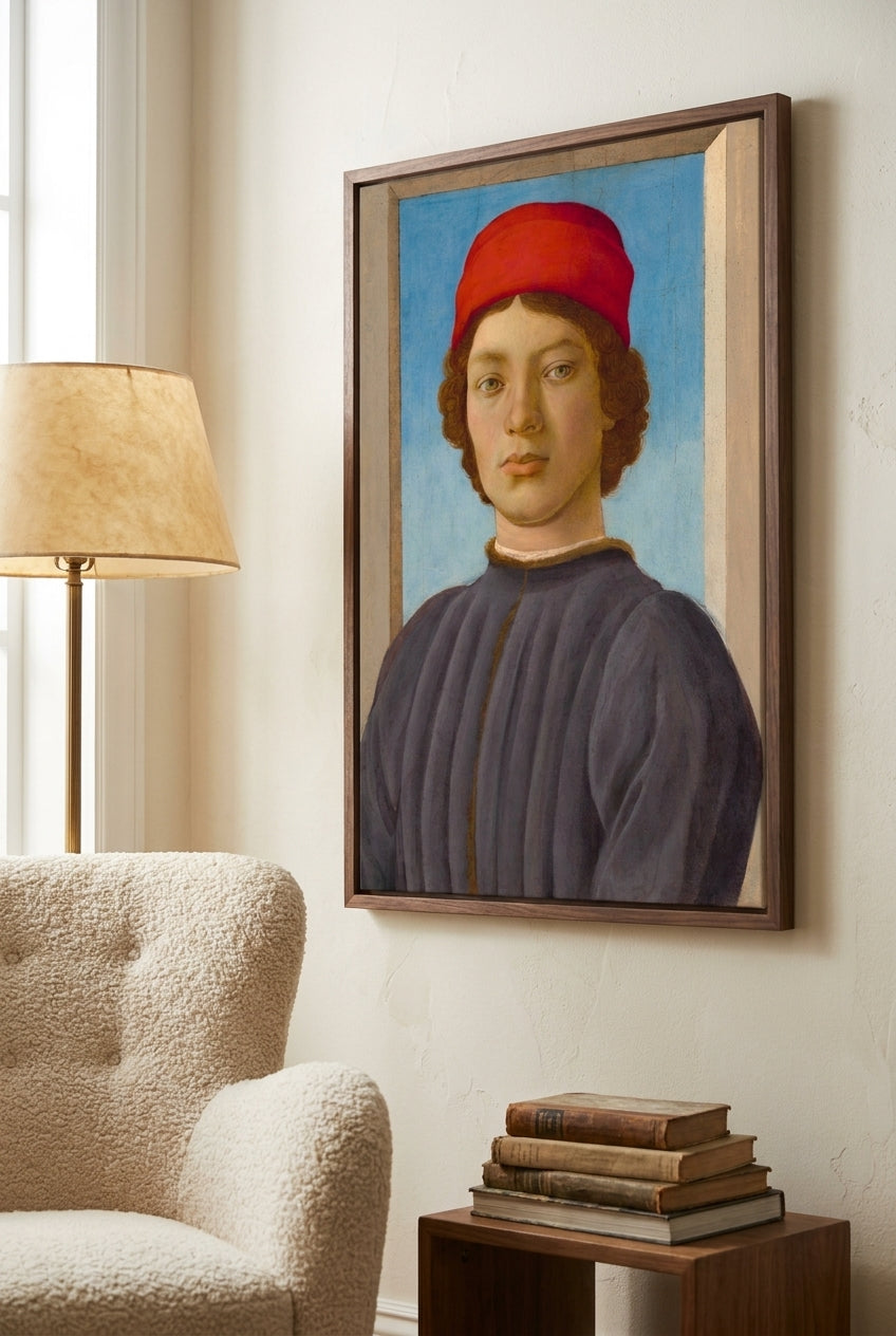 Portrait of a Youth — framed art in a styled interior