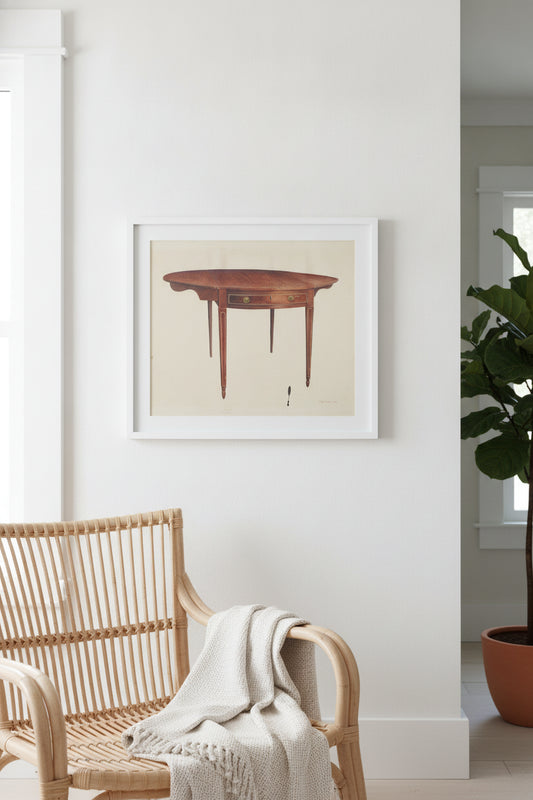 Hepplewhite Drop Leaf Table — framed art in a styled interior