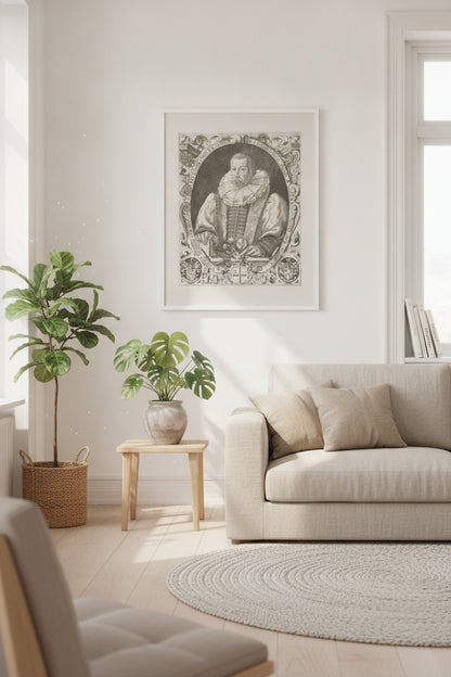 John Gerard, Herbalist — framed art in a styled interior