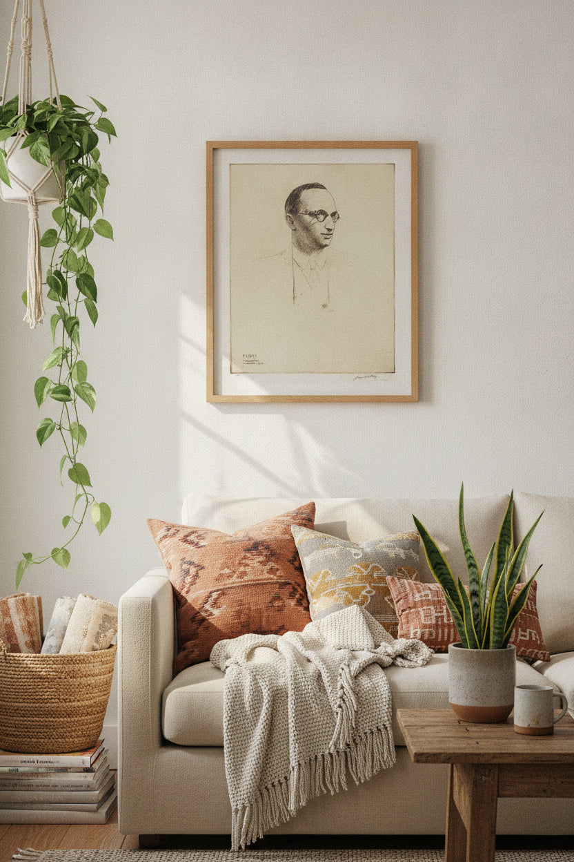 Lessing J. Rosenwald — framed art in a styled interior