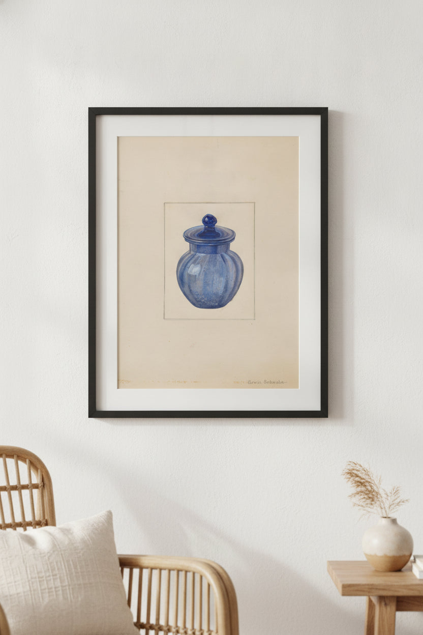 Rose Petal Jar — framed art in a styled interior