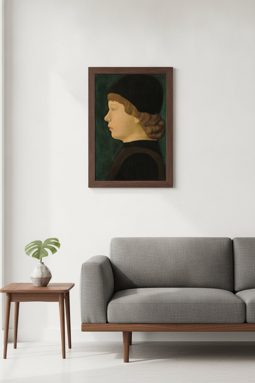 Profile Portrait of a Boy — framed art in a styled interior