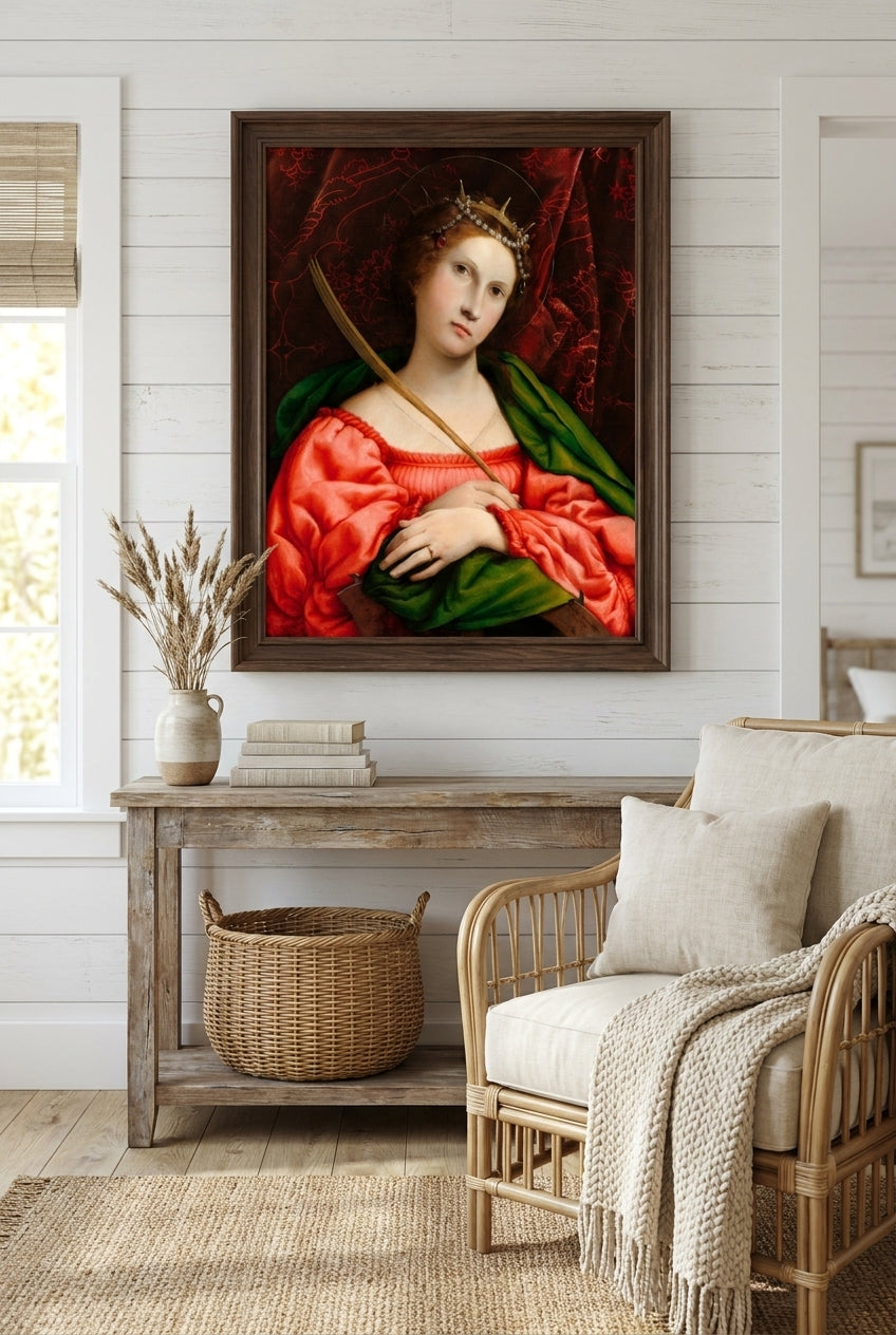 Saint Catherine — framed art in a styled interior