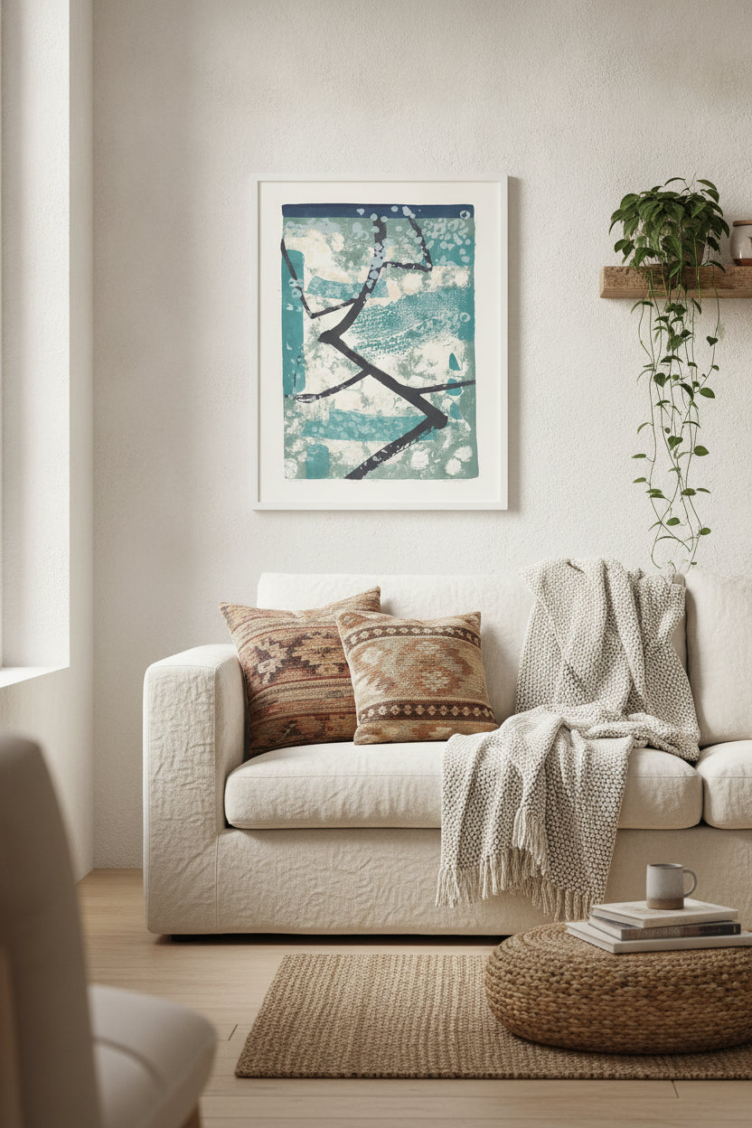 Blossoms — framed art in a styled interior
